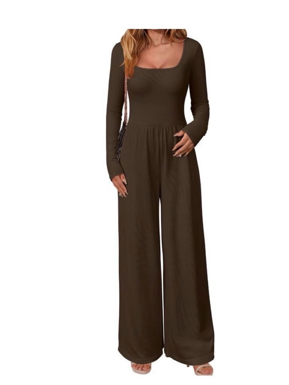 Like New OQQ Brown *Short Sleeved* wide leg jumper- women’s XL